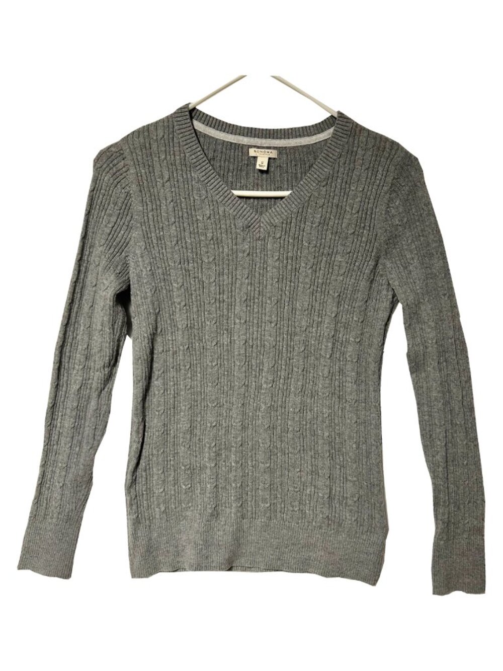 Women's Sonoma Gray V-Neck Long-Sleeve Sweater